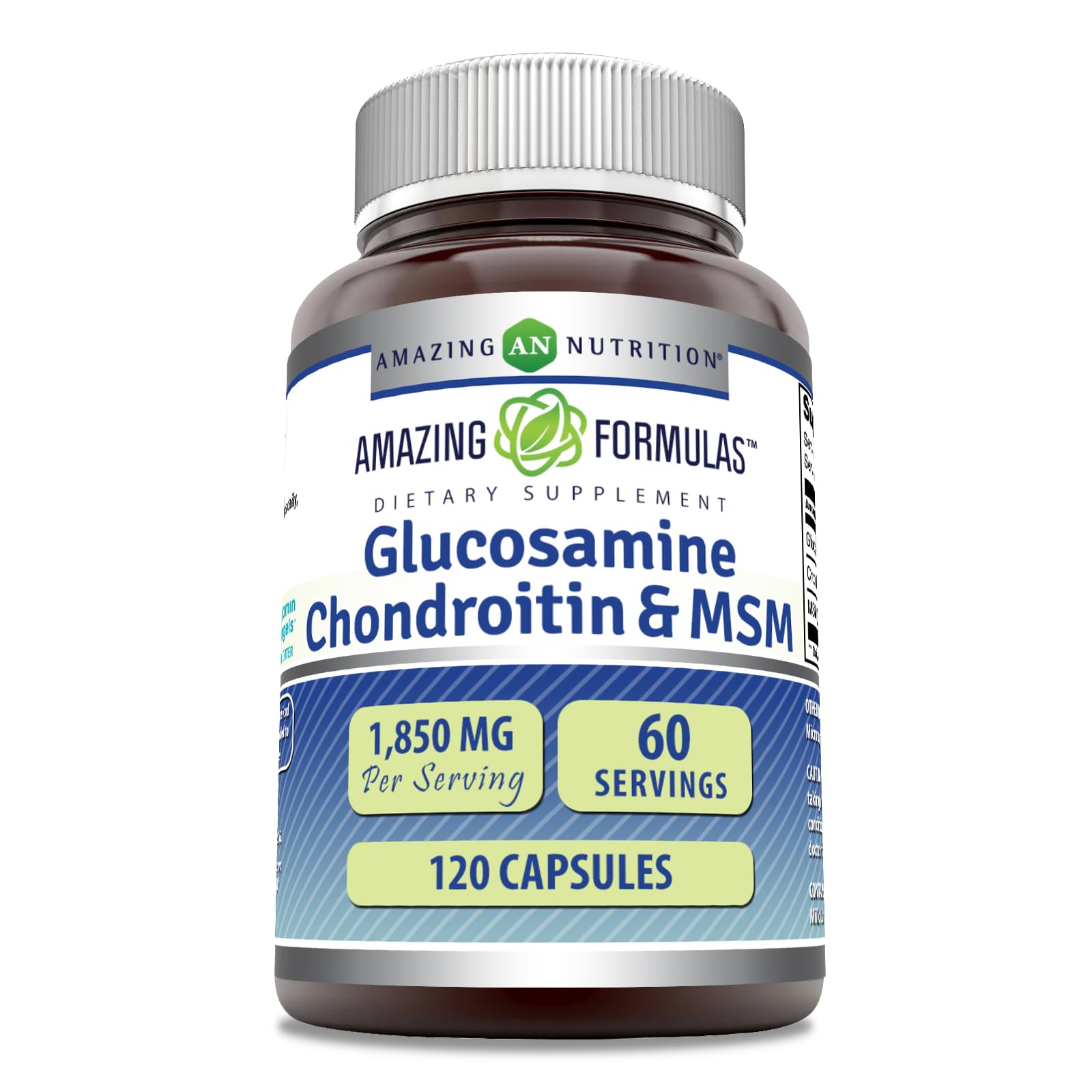 Amazing Formulas Glucosamine Chondroitin MSM 1850 mg Per Serving Capsules Supplement | Non-GMO | Gluten Free | Made in USA (120 Count)