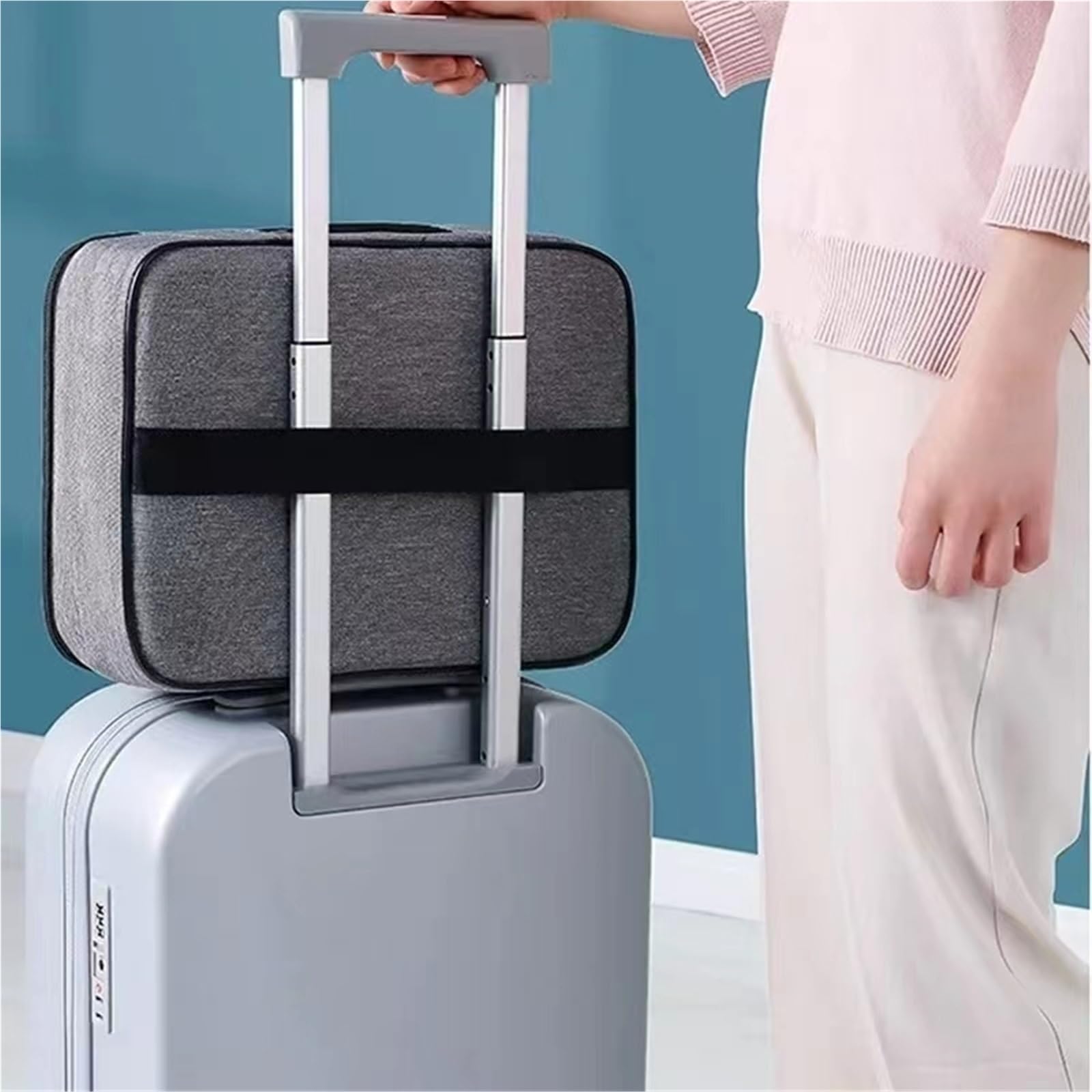 Maletín multifuncional con bloqueo de contraseña, bolsa almacenamiento documentos oficina, tarjeta viaje negocios, organizador pasaporte, accesorio Para Documentos(GRAY)