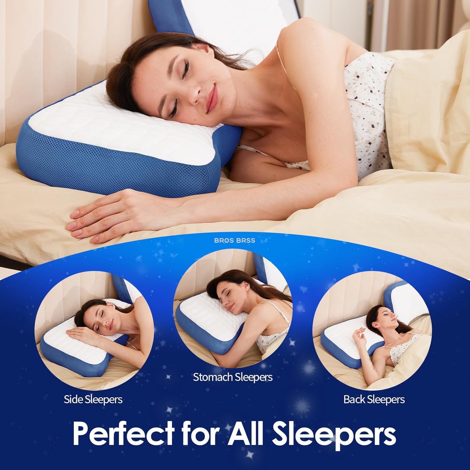 Pillow for Side and Back Sleepers - Comfort for Neck and Shoulder Pain - Adjustable and Customizable Shredded Memory Q Rebound Foam Pillows - Standard Size -1-Pack (Blue, Standard)
