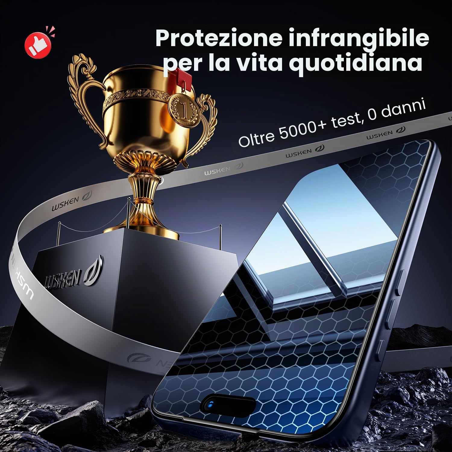 WSKEN - Pellicola Proteggischermo per iPhone 17 Pro Max con Privacy - [4 Vie 360 Anti-Spia] [Auto Rimozione Polvere] 10X Militare Infrangibile 4 Direzioni Zero Bolle Anti-Spia in Vetro Temperato per