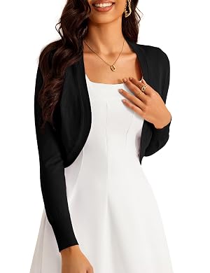 Womens Cardigan Knit Tops Sweaters Soft Long Sleeve Bolero Cropped Cardigans S-XL