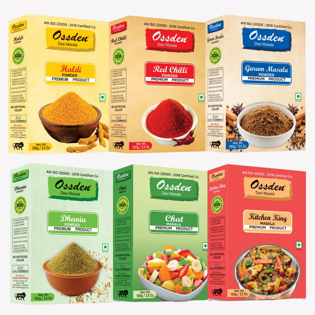 Amazon.com : Ossden Desi Masala Premium Product 100g3.5Oz Kitchen  Essential Combo Daily Uses (Pack of 6, 100gms each) (Veg Recipes Masale) :  Grocery & Gourmet Food