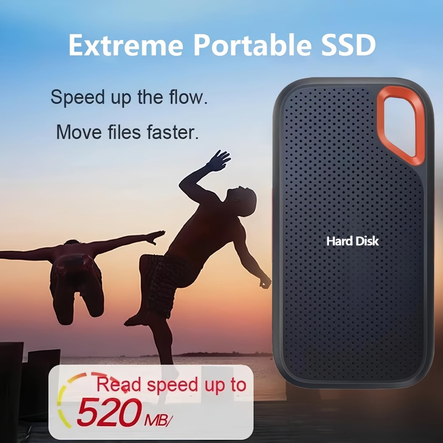 Portable SSD, 2TB External Solid State Drive, Speeds Up to 520MB/s, USB 3.2 Gen 2, Reliable Storage for Gaming, Students, Professionals (2 TB)
