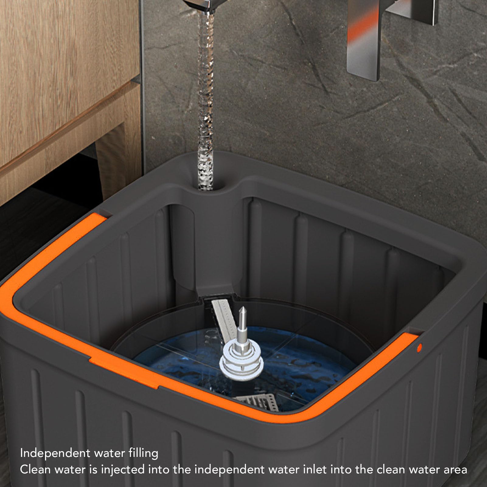 Cubo Fregona Giratorio 360 Grados con Escurridor Automático Separación Agua Limpia y Sucia Juego Cubo Fregona para Suelos de Madera Mármol Azulejos para Hogares, Cocinas, Baños, Oficinas