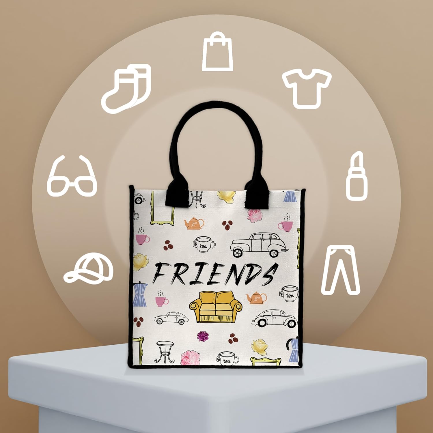 Friendship Gifts for Women Besties, Friends TV Show Tote Bags, Friend Show Gifts Bag for Beach Birthday Shopping Sports - B10 - Image 7