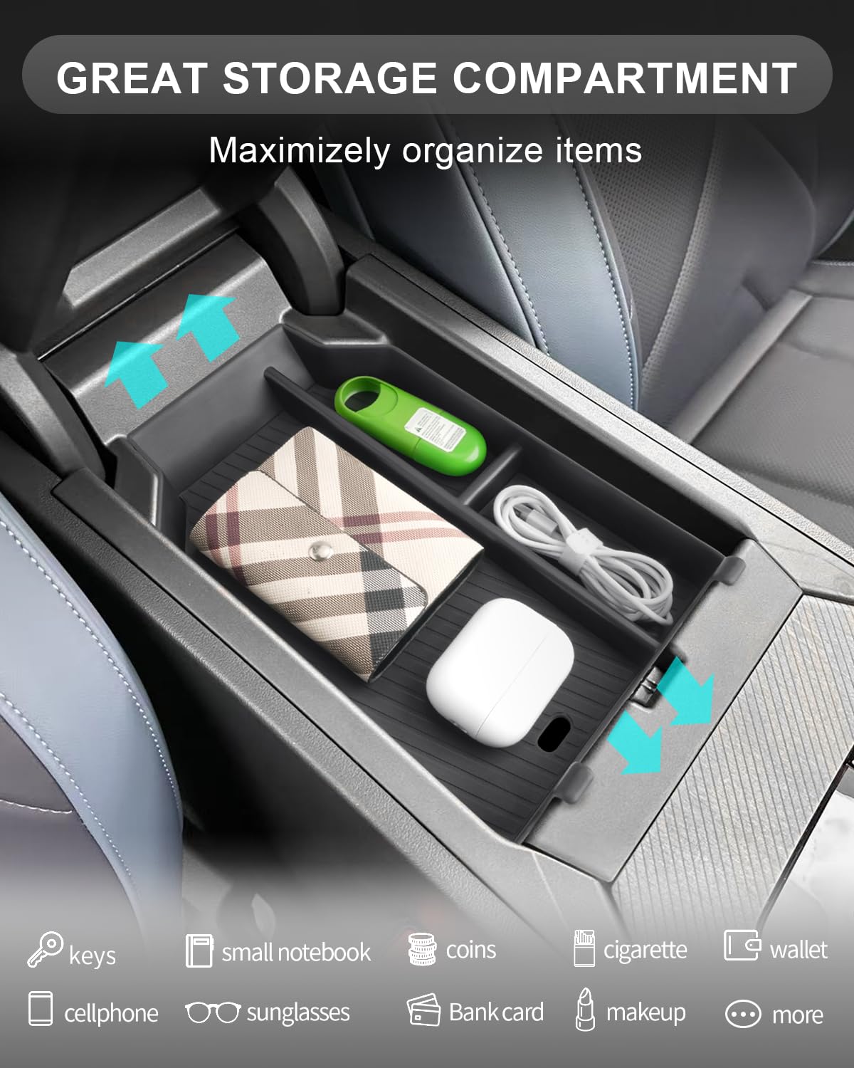 CDEFG Kompatibel mit BMW X3 G45 2025 2026 Facelift Mittelkonsole Armlehne Handschuhfach Aufbewahrungsbox Auto Center Console Organizer Tray X3 G45 2025 Zubehör
