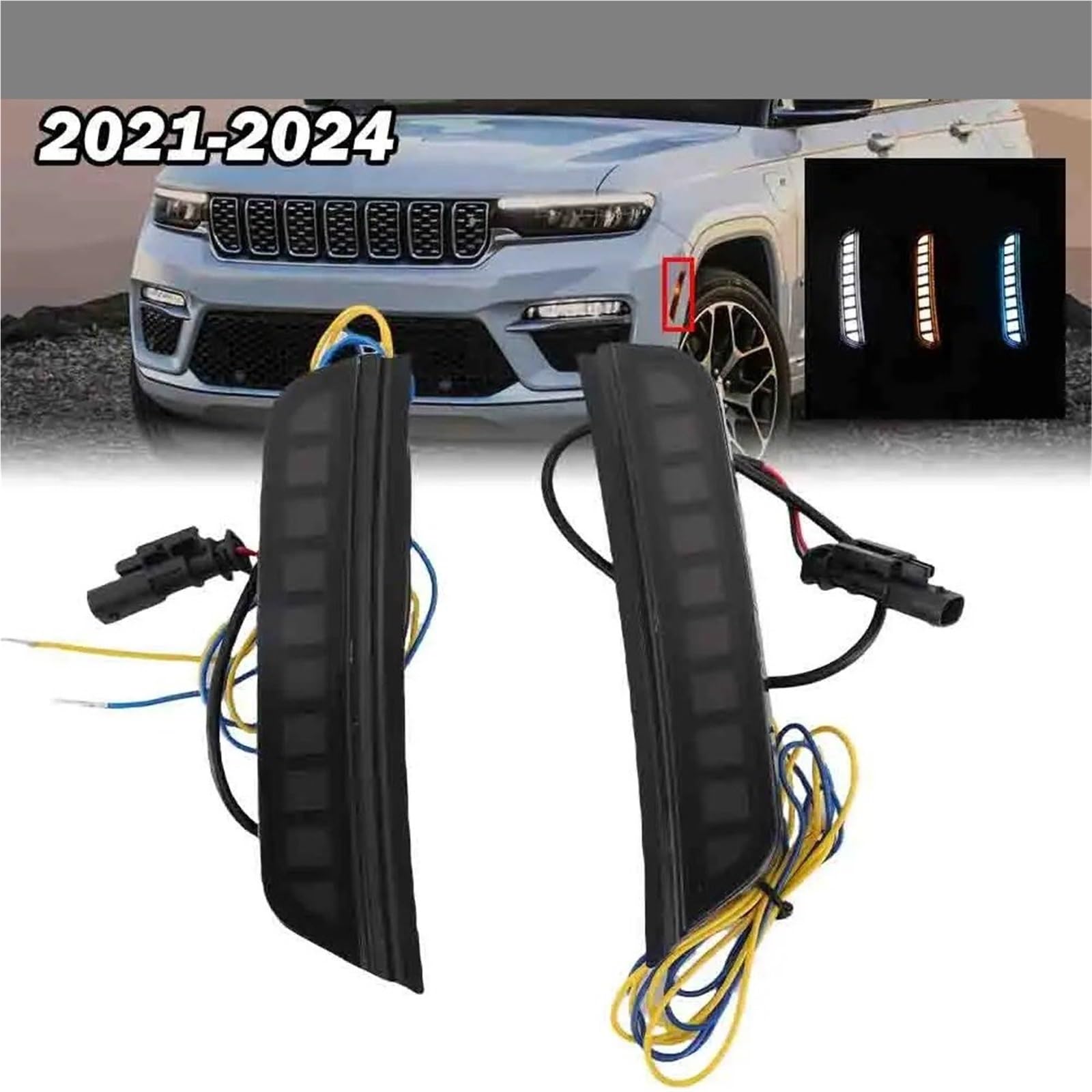 indicatori direzione Per Jeep Per Grand Per Cherokee LED Luce Posizione Laterale Car Wheel Arch Sopracciglio Luce Parafango Anteriore Indicatori Direzione Guida 3 Colori Segnale svolta