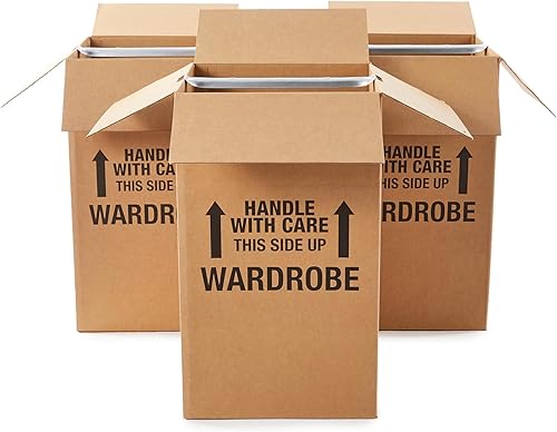 Tienda Basics Cajas de mudanza para ropa de armario con barra, 20 x 20 x 34 pulgadas, paquete de 3
