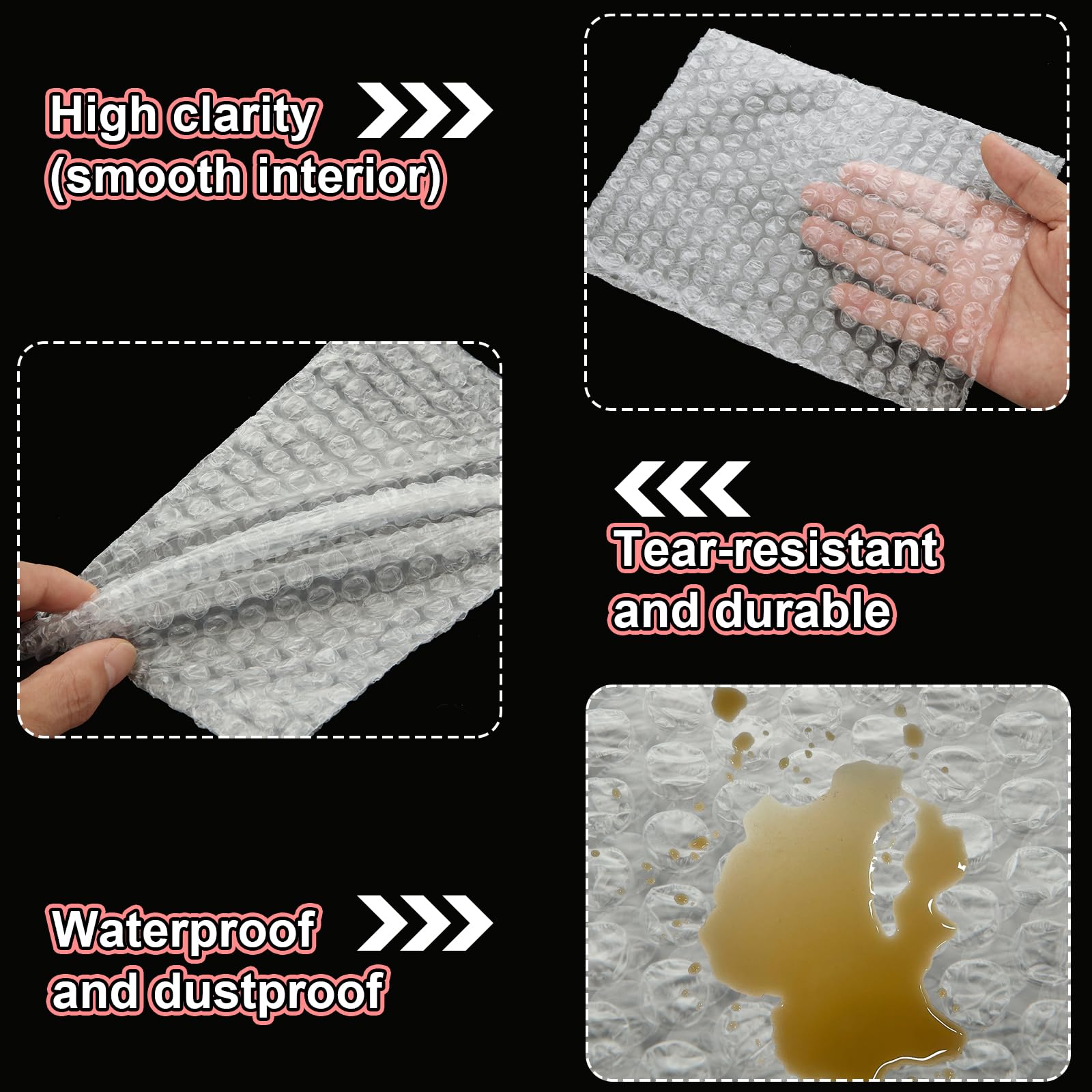 200 sacchetti trasparenti a bolle d'aria da 15,2 x 20,3 cm, sacchetti protettivi a bolle d'aria doppie, ispessimento, antiurto, piccoli sacchetti in schiuma per ammortizzazione, spedizione, trasloco,