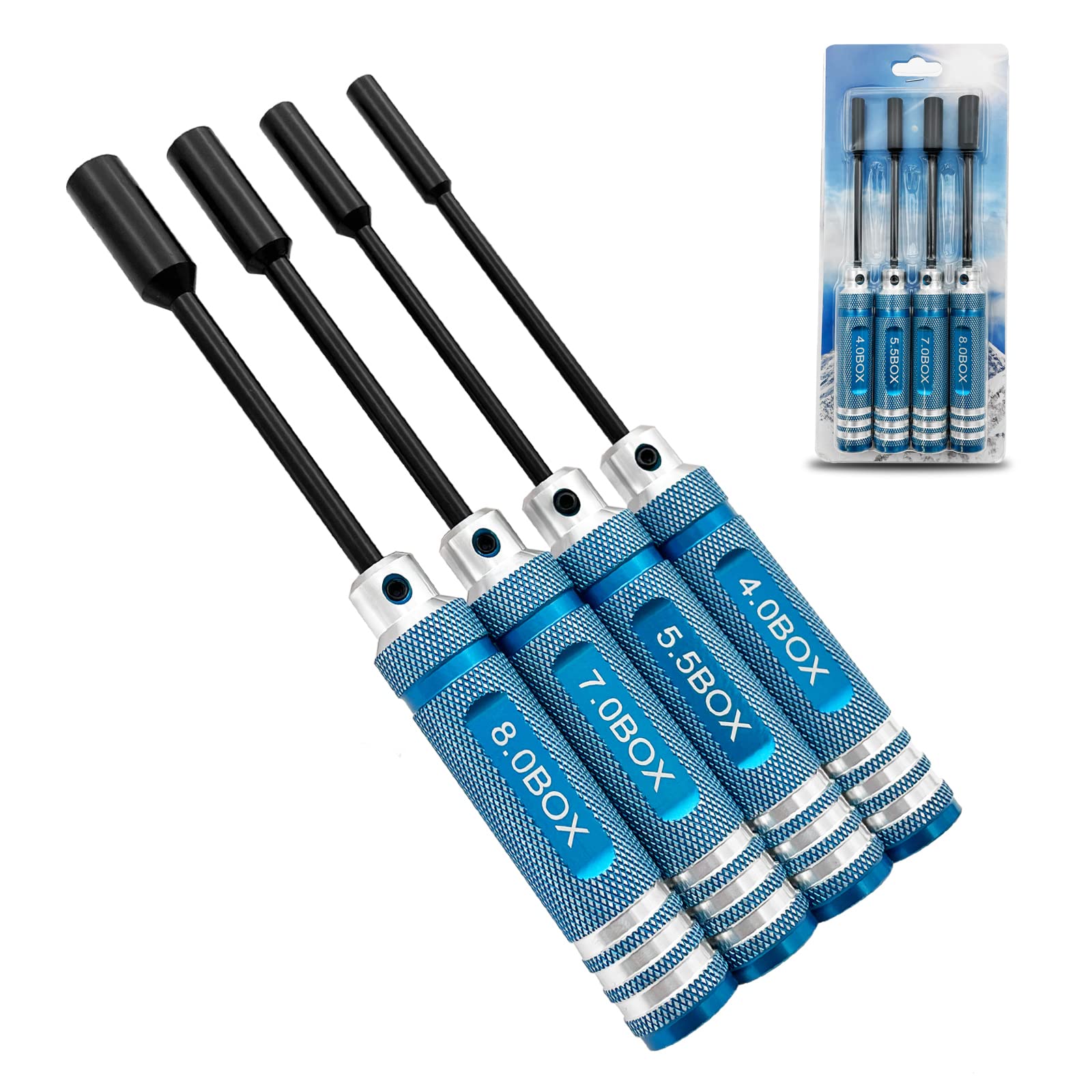 Juego de 4 destornilladores de tuercas RC, juego de herramientas hexagonales para vehículos RC, helicópteros, drones, cámaras FPV, reparación de electrodomésticos, 4 mm, 5,5 mm, 8 mm, 7 mm