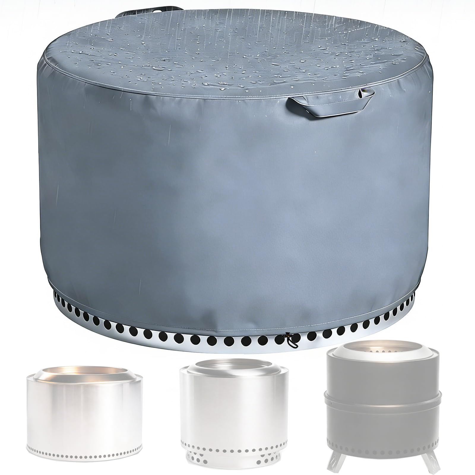 Chinchilla Gray 19" Round Fire Pit Cover For Solo Stove Bonfire - Heavy Duty Waterproof & Uv Resistant Fabric - Fits 19-21" Outdoor Gas, Table & Bowl Fire Pits - Smokeless Fire Pit Cover