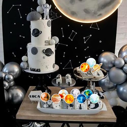 Miniatura 6 de Paquete de 40 adornos para cupcakes del espacio exterior, planeta, cohete, naves espaciales, viaje a la luna, estrella, cupcakes, sistema solar,