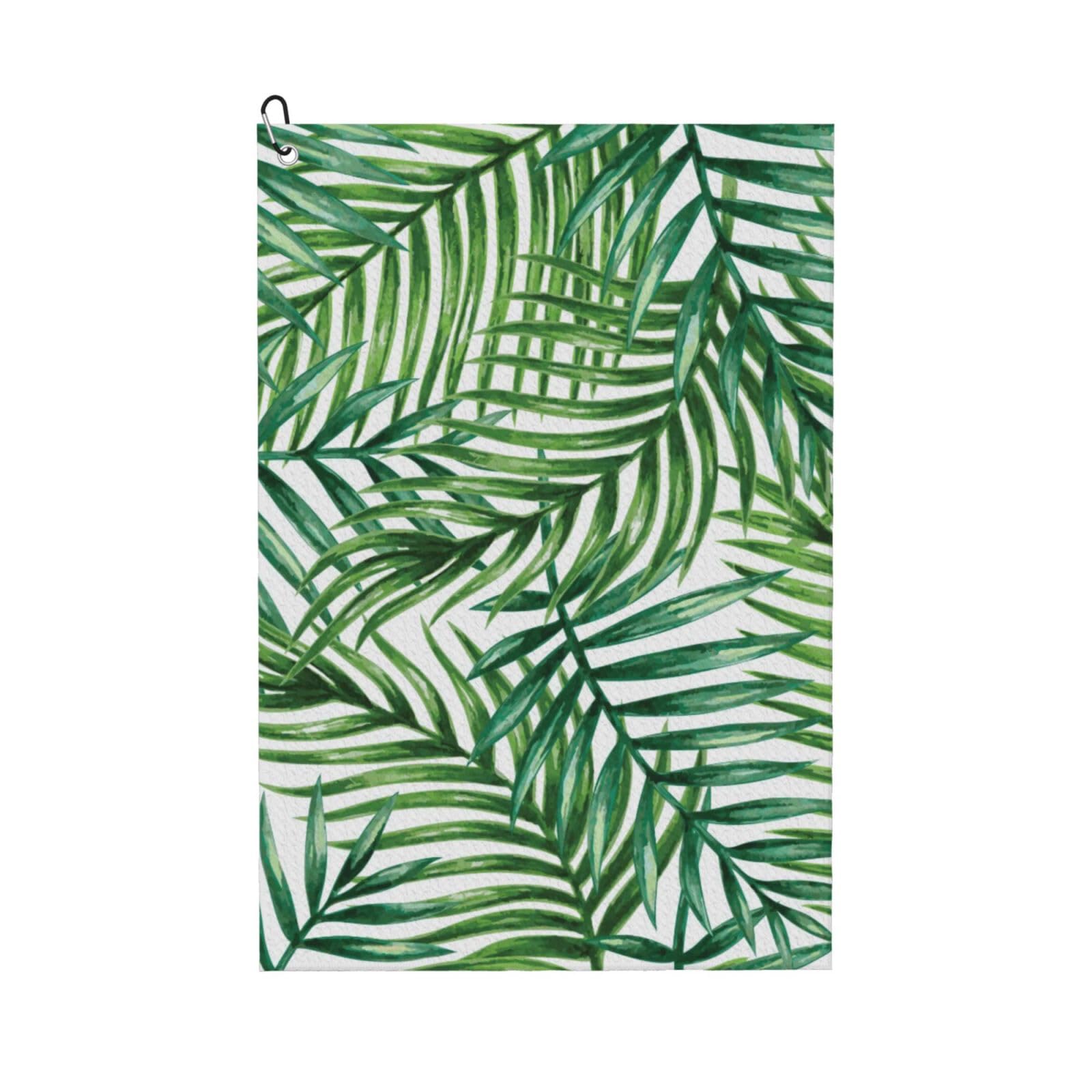 Hnnkloy Tropical Palm Tree Leaves Printed, 16x24 in Portable Waffle Golf Towels with Carabiner Clip for Golf Bag