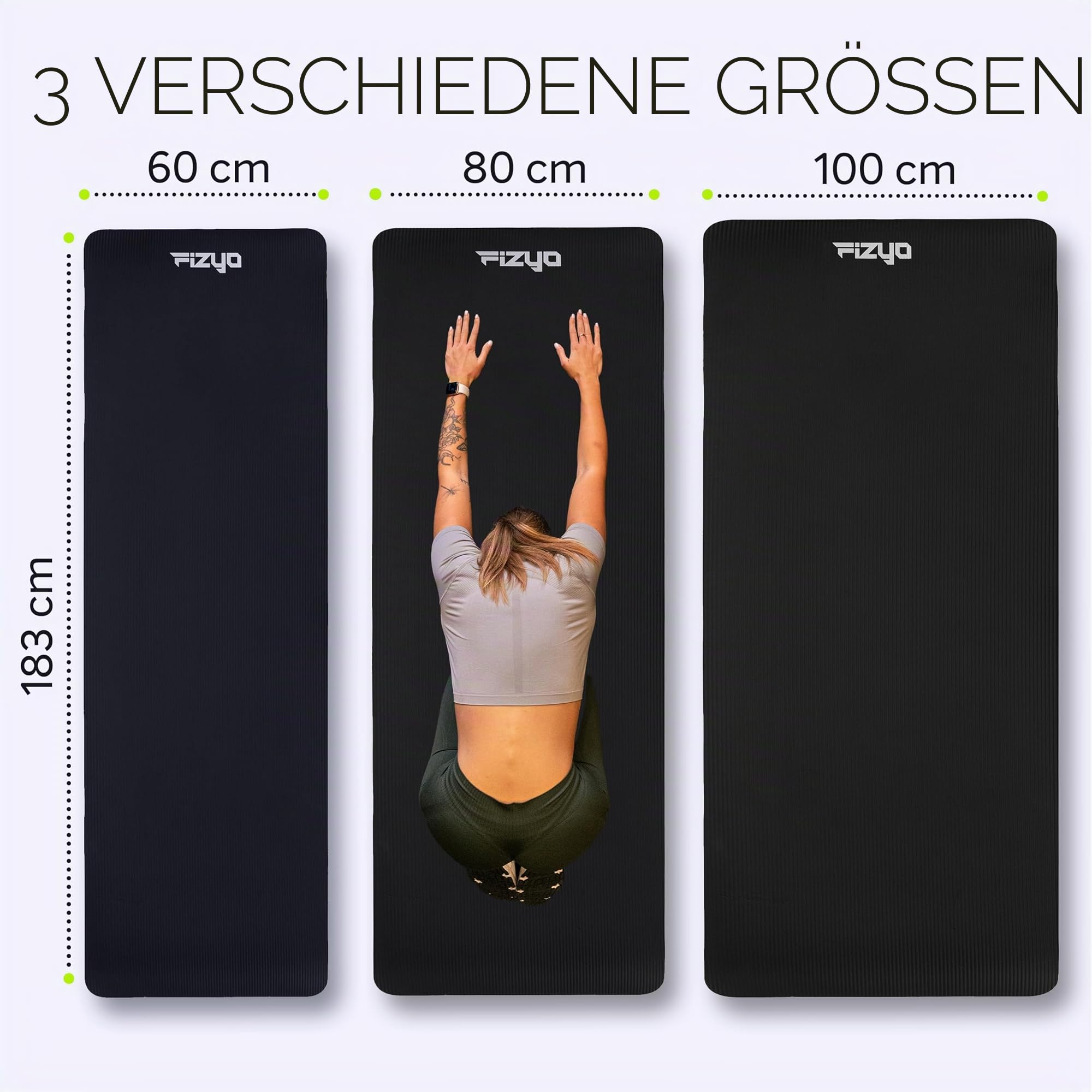 Fizyo Rutschfeste Yogamatte aus NBR-Schaum 190×100×1,5 cm – Extra Große Fitness- und Gymnastikmatte für Yoga, Pilates, Training, Sport und Entspannung
