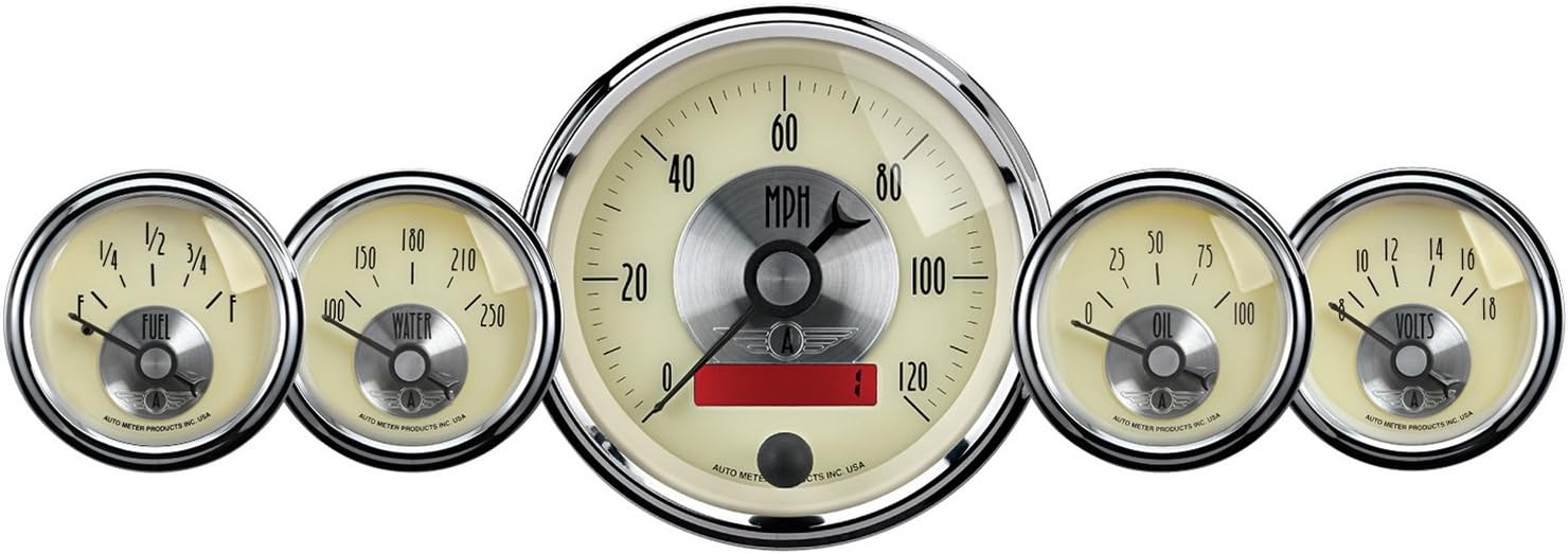 Auto Meter 2000 Prestige Antique Ivory LCD Odometer Gauge - 5 Piece