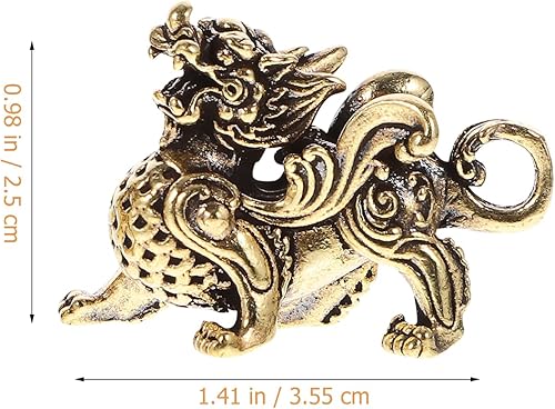 Miniatura 3 de WINOMO Estatua de Pixiu de Feng Shui de latón para la prosperidad, decoración de riqueza animal para el hogar, oficina, atrae dinero, escultura de