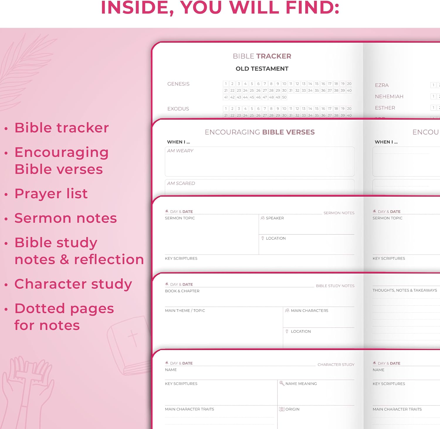 Clever Fox Journal for Bible Study Large Premium Edition – Guided ESV Bible Reading Journal with Note-Taking Prompts – Devotional & Prayer Notebook for Women, Men & Beginners, 7”x10” (Fuchsia)