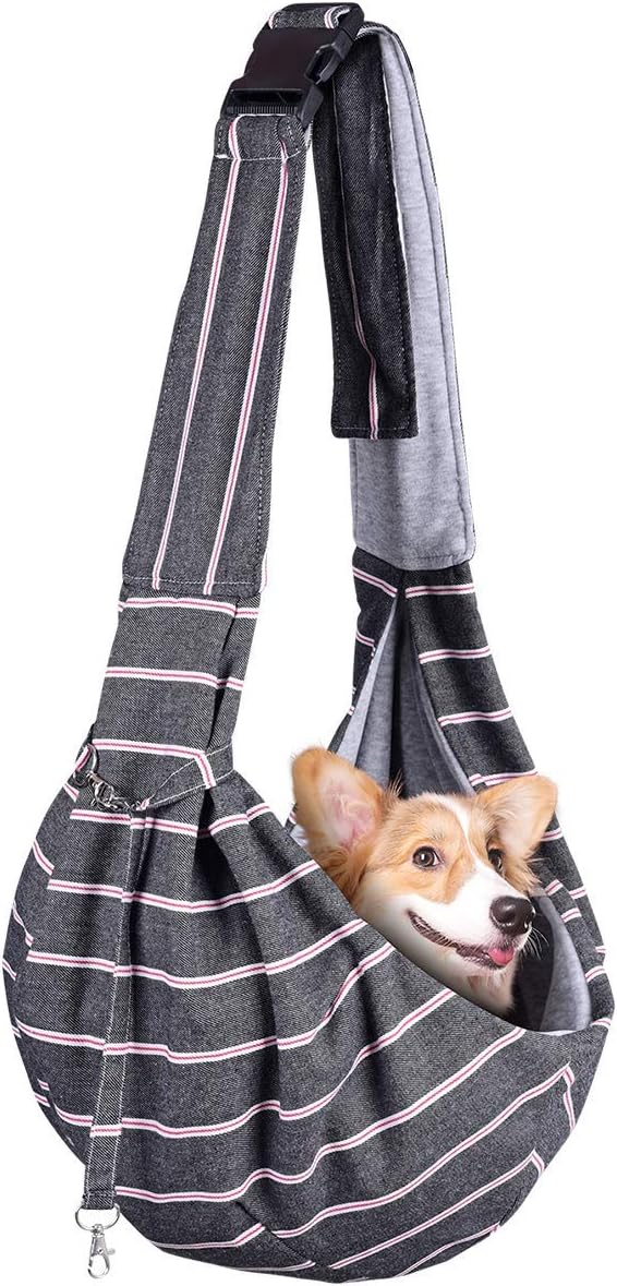 Yowea Pet Small Dog Cat Sling Carrier, Adjustable Straps Shouder Tote, Cotton Breathable Hands Free Travel Bag, Safe Soft Pouch for…