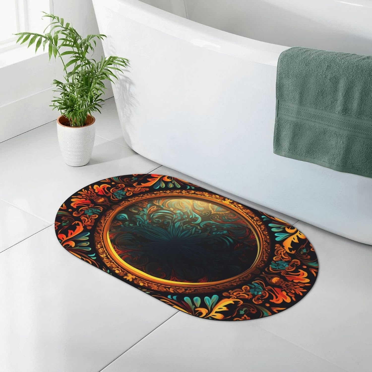 Stone Bath Mats Fantastic Mirror Diatomaceous Earth Bath Mat Super Absorbent Bathroom Floor Mat Quick Drying Diatomite Shower Mat for Shower Bathtub Bathroom Accessory 19.7x31.5in