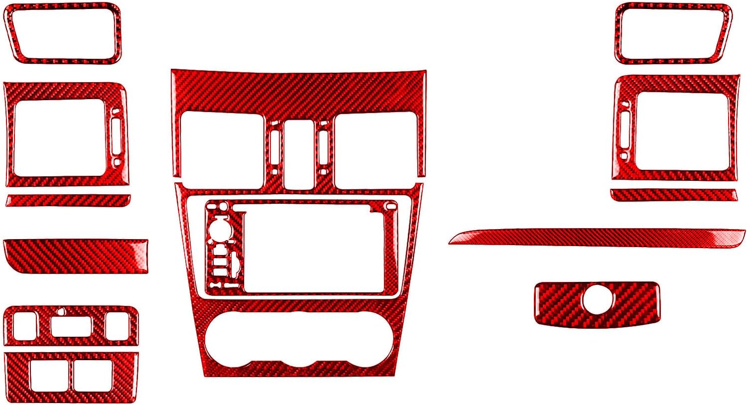 Real Carbon Fiber Auto Interior Accessories Sticker Compatible with Subaru Impreza 2012-2014/Subaru XV Crosstrek 2013 2014 Car Center Console Dashboard Decoration Decal kit 13pcs Red