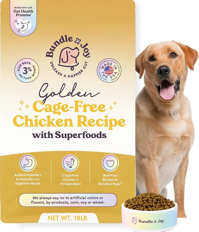 Ração seca liofilizada para cães adultos com frango e probióticos Bundle x Joy, sem grãos, 8,16 kg
