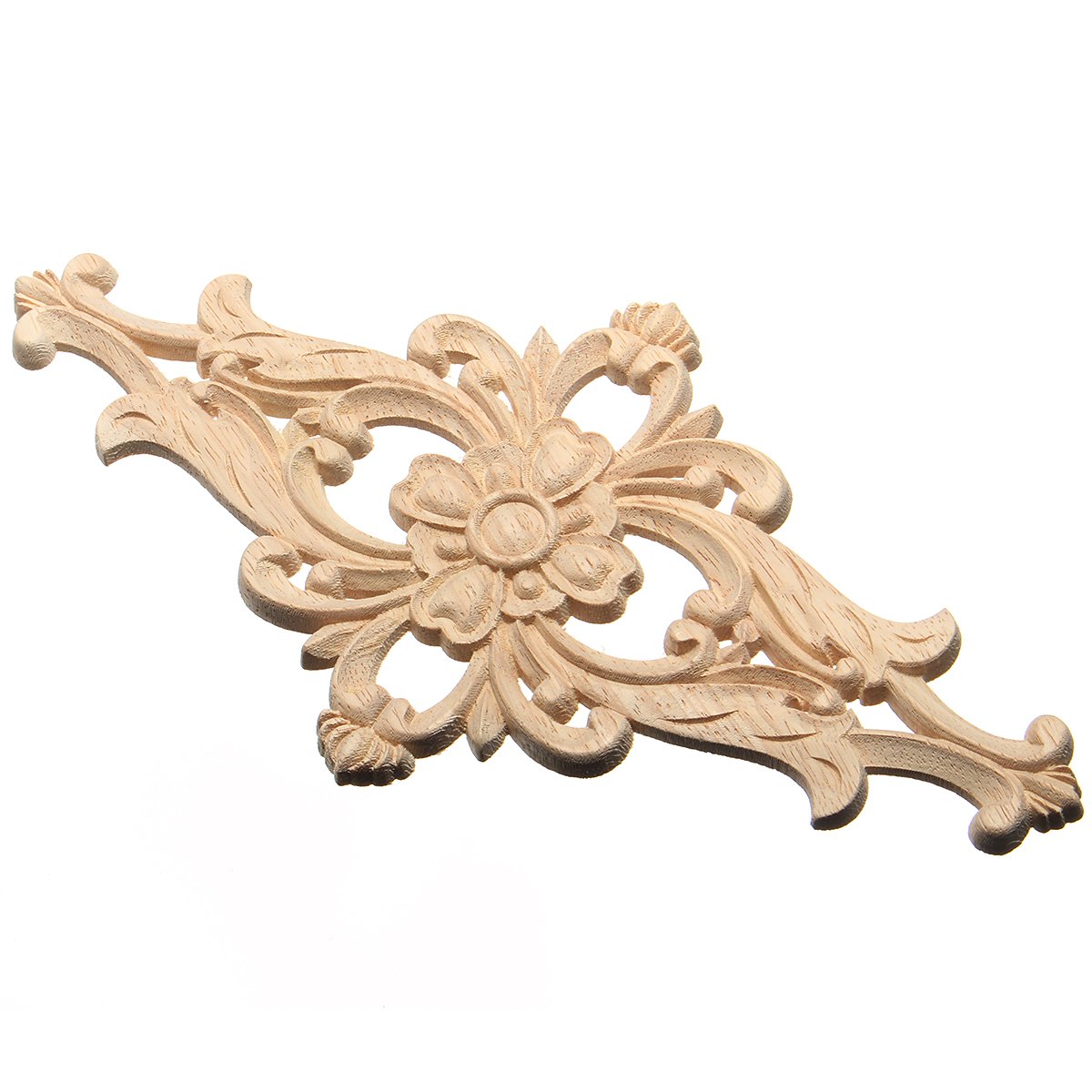 Baogu 2pcs Wooden Carved Corner Onlay Applique Frame Decor Furniture Craft Unpainted Flower 14x27cm