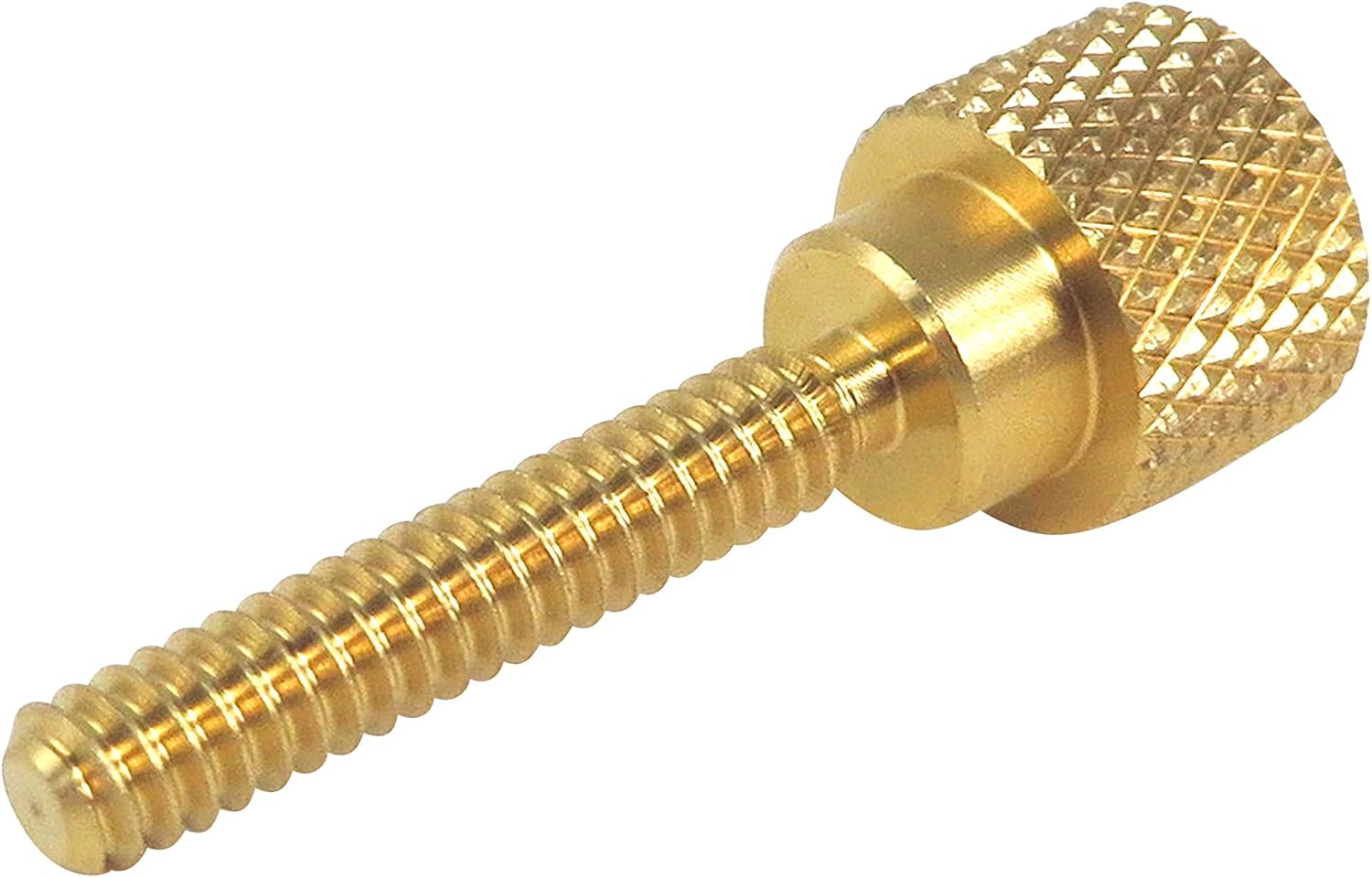 10 Pack 6-32 x 3/4 Inch Threads Solid Brass Diamond Knurled Thumb Screws Knobs with Straight Shoulders Right-Hand Threads SAE Flat Tip Uncoated (6-32 x 3/4 inch Long Threads)
