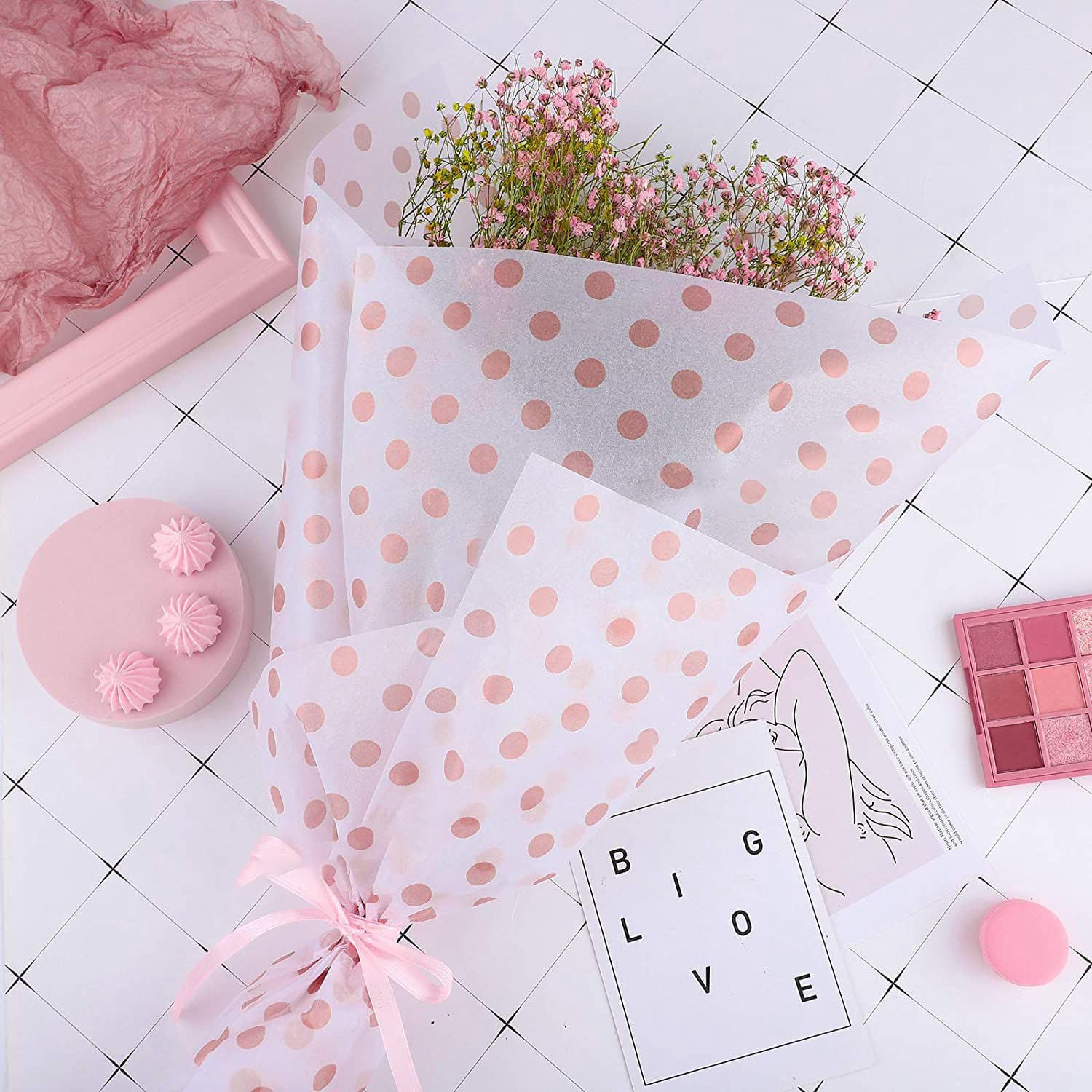 Papier De Soie Motif Floral Jwssor - Lot De 20 Feuilles 50x35 Cm - Pour