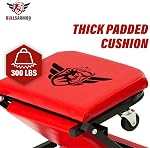 BullsArmor Foldable Z Creeper & Stool - 2 in 1 Mechanic Bench - Folding Adjustable Chair Design 300 Lbs Capacity - Heavy Duty Garage Seat Tool 6 Wheels - Gift Ideas for Car Guy Repair Shop Equipment