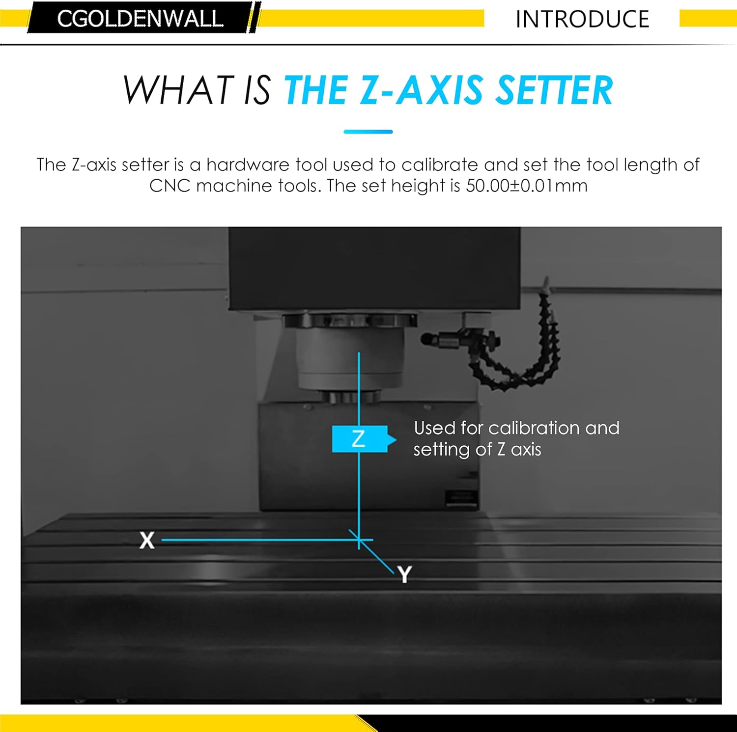 Super Sale 🛒 CGOLDENWALL Z Axis Zero Pre-setter Tool Setter for CNC Router Mach3 50mm ± 0.005mm Magnetic