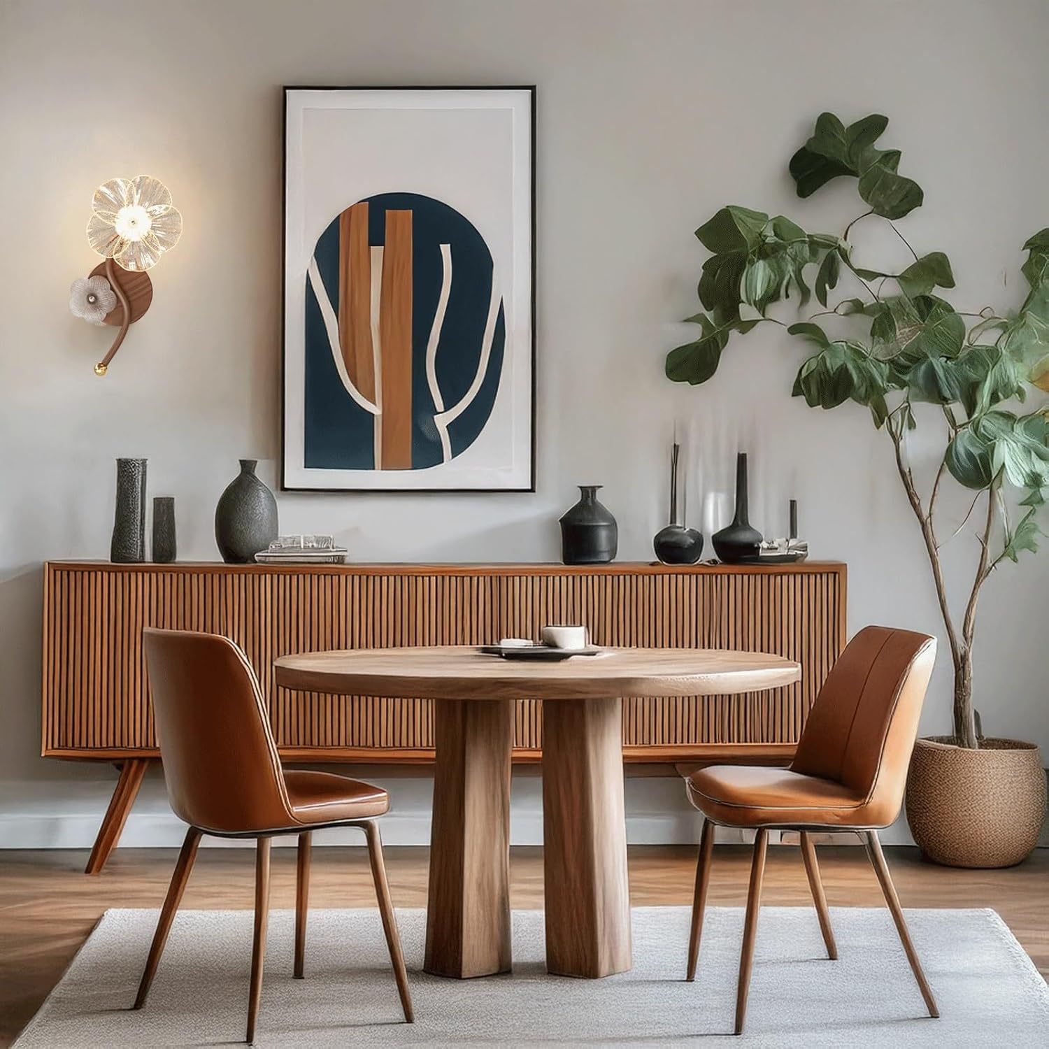 Modern Minimalist Wall Sconce Brown Metal Floral Glass Shade LED Wall Lamp Unique Creative for Bedroom Hallway Living Room Entryway Café Apartments Natural Art Decor Romantic Ambient Lighting