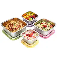 4 Pack Stainless Steel Containers with Lids(13.5/24/34/47oz), Nesting Leakproof Metal Bento Box, Reusable Snack & Meal Prep Containers for Daily Use, Dishwasher Safe