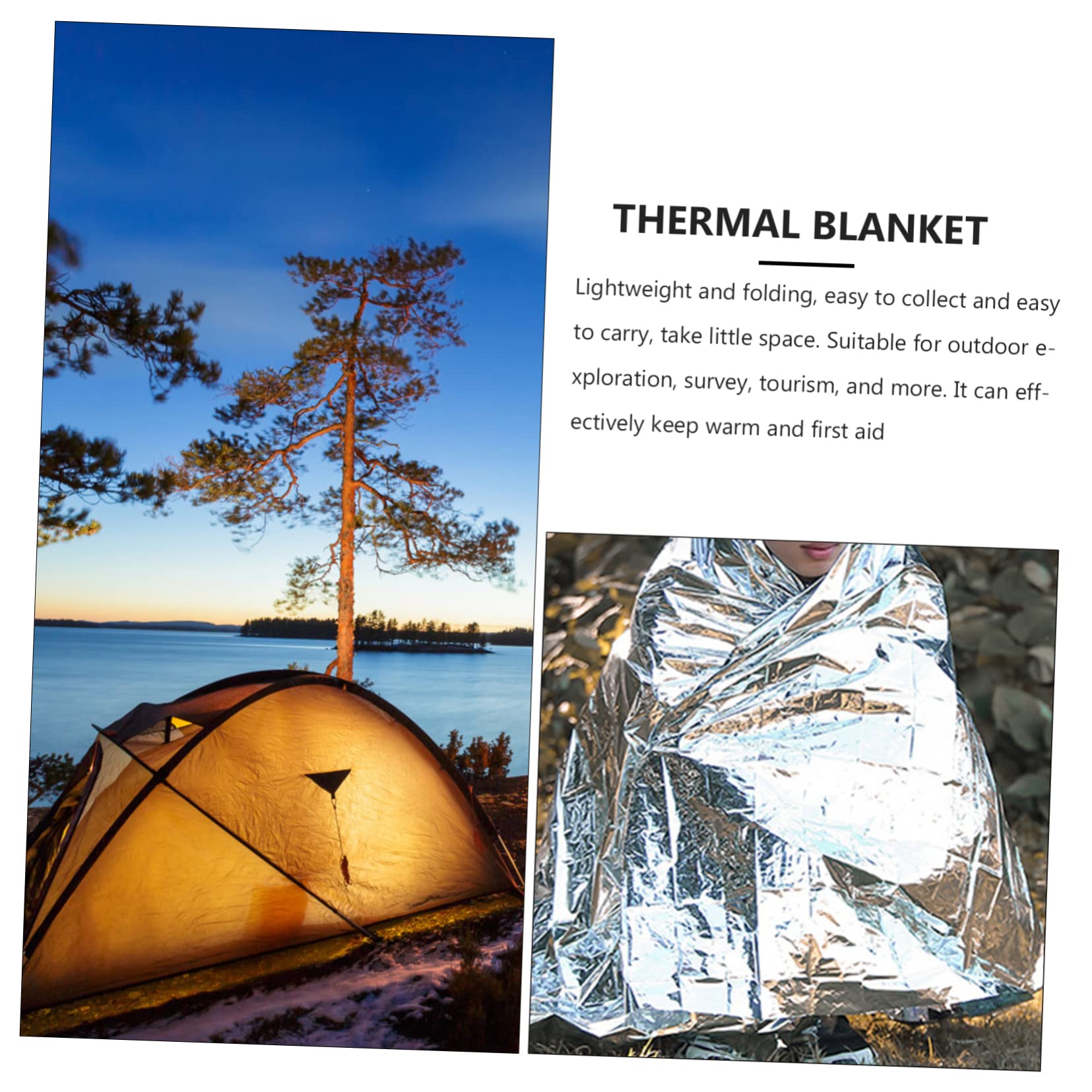 KOMBIUDA 1pc Insulation Emergency Blanket Heavy Duty Foil Space Blanket Safety Blanket Polyester Blankets Foil Blanket Heat Reflective Blanket Warm Blanket Thermal Blankets The Pet Silver