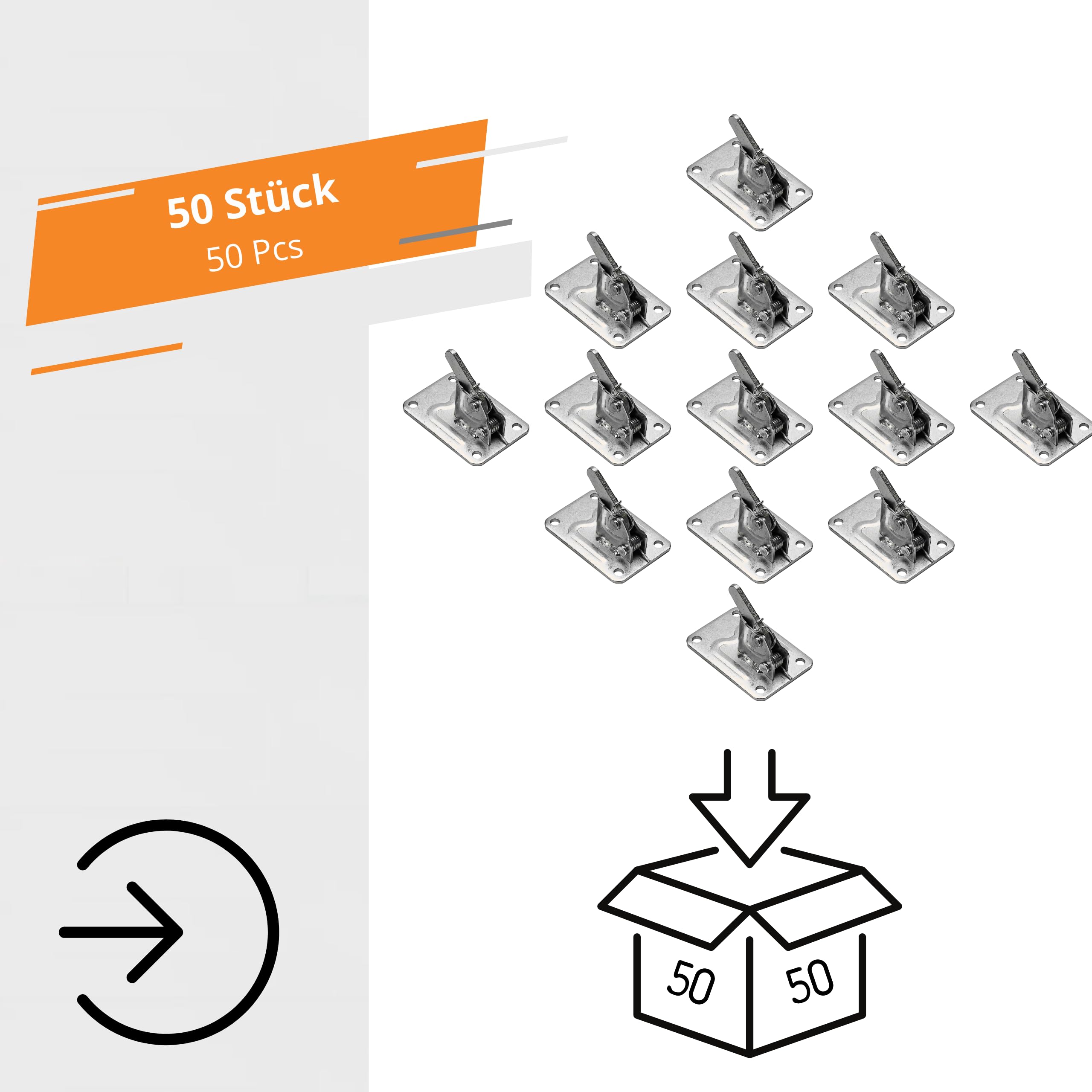 INTAKO 50 Pezzi Morsetti a Molla per Casseforme – Spring Clamp/Rapid Clamp 70 x 100 mm, per Tondini 6–10 mm, Accessori per Casseri e Armature (Zincato)