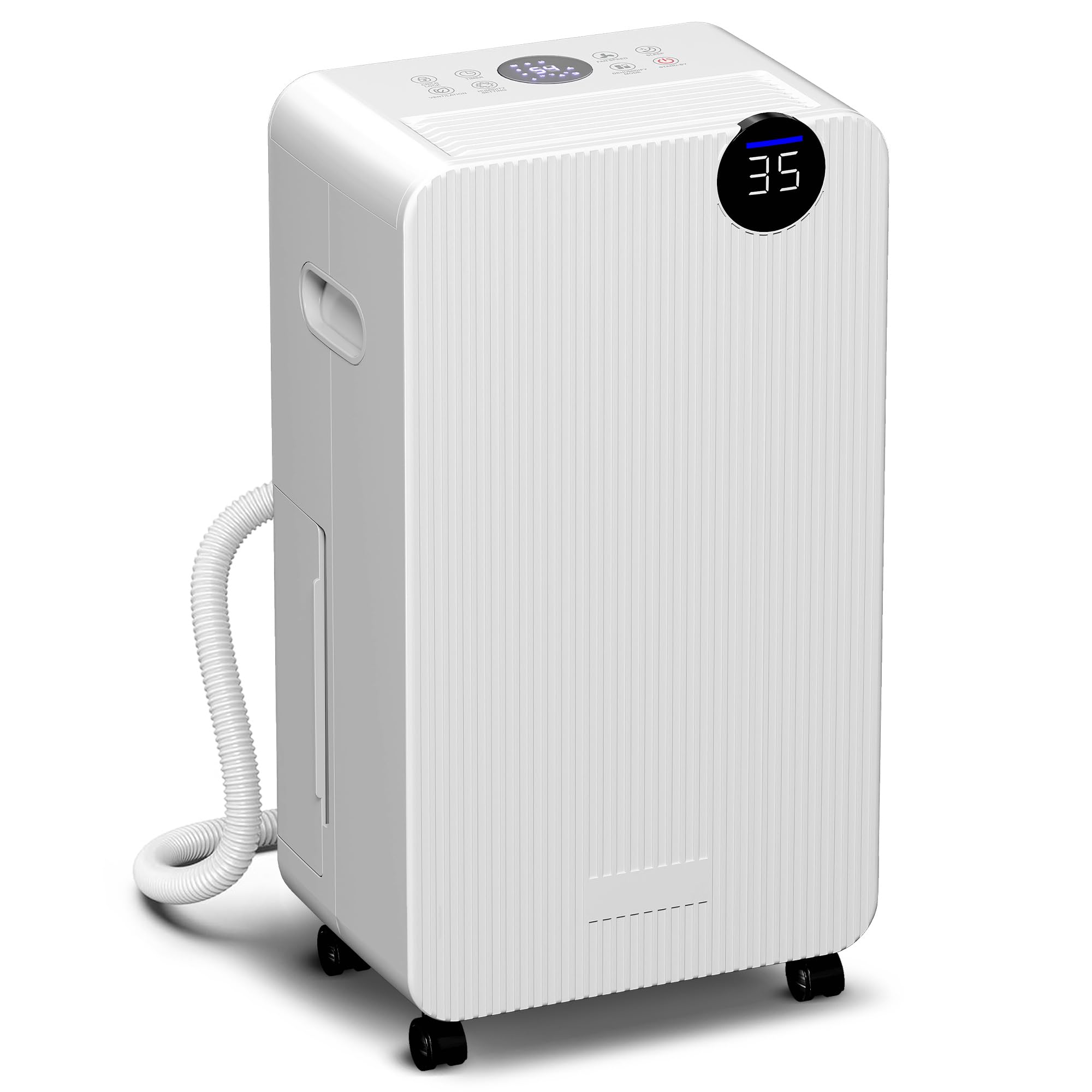 HOMCOM Deshumidificador 12L/día Depósito 2,1L Silencioso Eléctrico 12-25㎡ | 4 Modos, Pantalla LED, Temporizador, Apagado Automático, Bloqueo Infantil, Drenaje Continuo