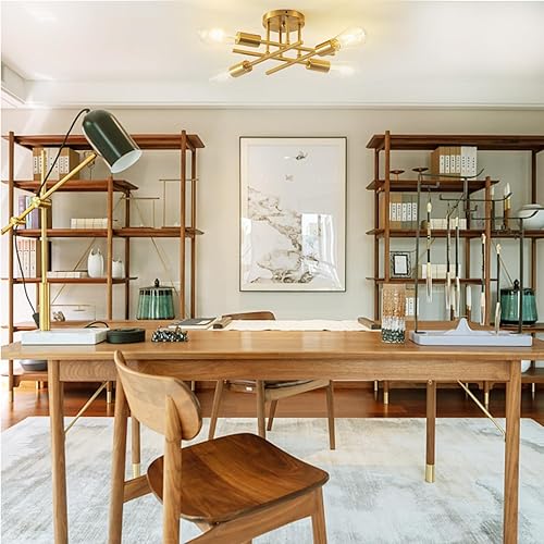 Miniatura 10 de Moderna lámpara de techo semiempotrada, lámpara de techo industrial de 4 luces, lámpara de techo industrial para sala de estar, dormitorio, cocina,