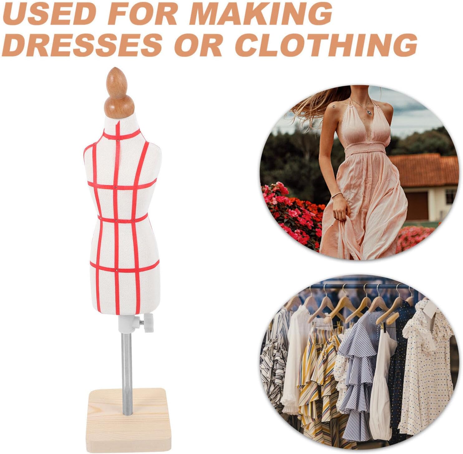 Female Dress Form Mannequin 1/4 Size Miniature Sewing Mini Trouser Dress Form Dressmaker with Ruler and Needle for Sewing Pattern Making