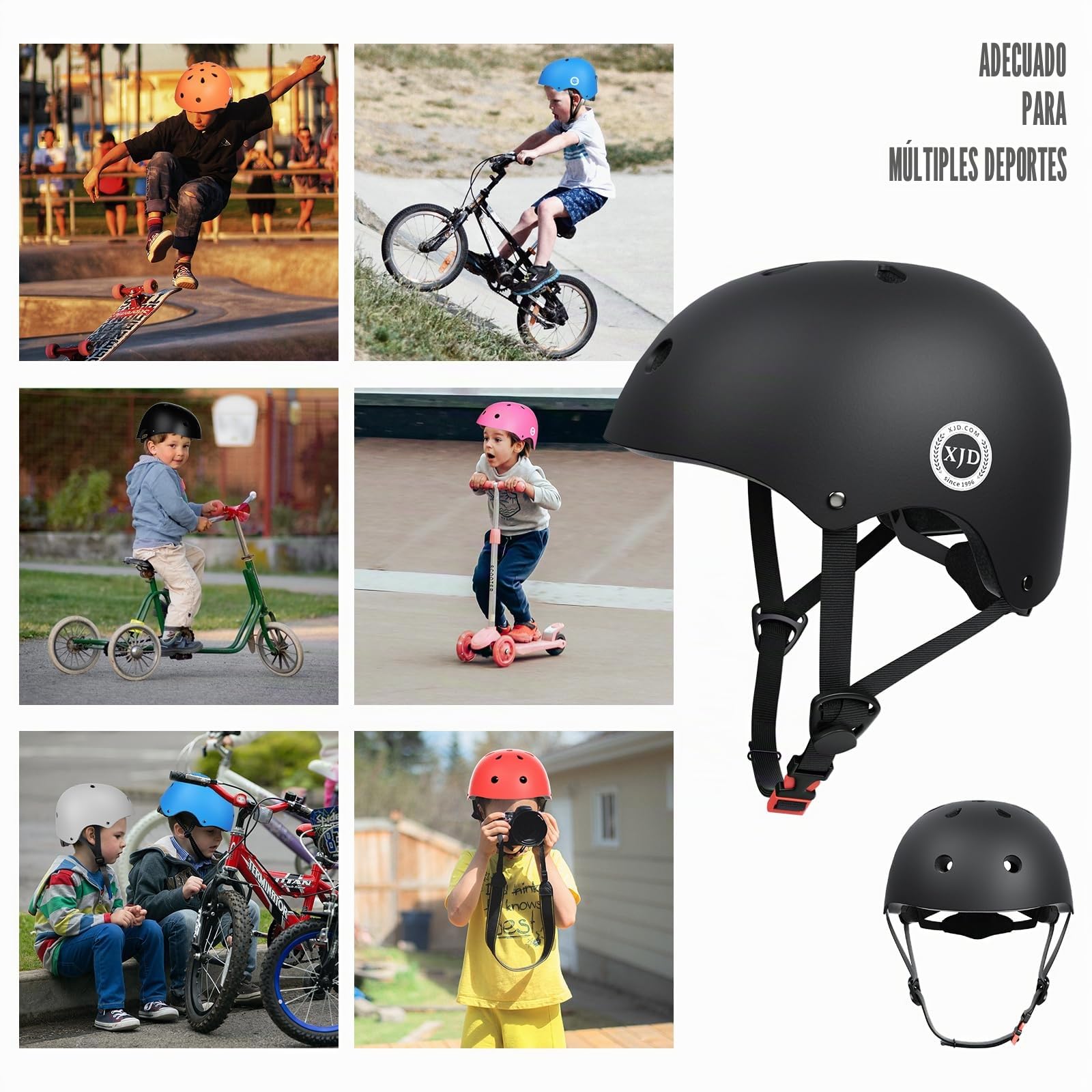 XJD Casco de Ciclismo Ajustable para Niños Bicicleta Patinete 3-14 Años