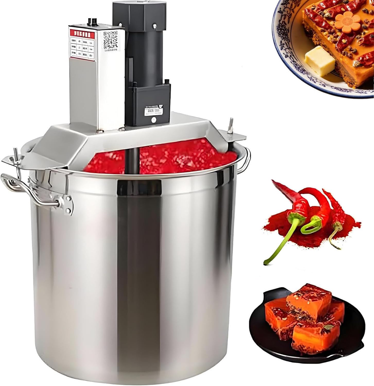 LjlXanthiper Commercial Food Stirrer Pot,20/25/40/80L Auto Pot Stirrer Cooking Mixer Pot Agitator,Automatic Food Mixer,for Home Hotel Restaurant Food Factory Mixing Jam,Sauce 80L