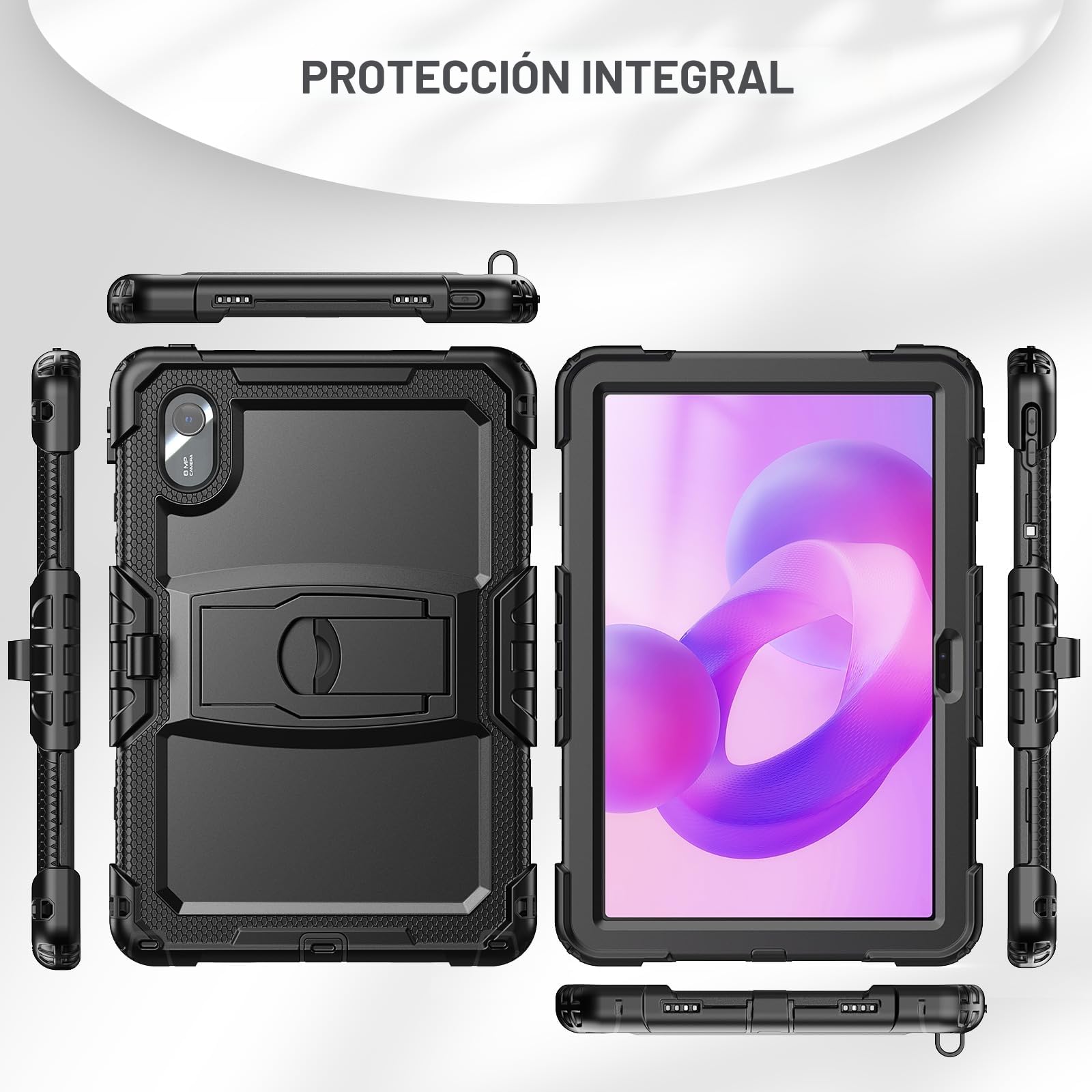 SEYMAC Funda para Lenovo Idea Tab 11 2025 / Lenovo Tab M11 2024/ K11 Gen 2 11 Pulgadas, Funda Resistente a los Golpes con Protector de Pantalla/Soporte Plegable/Correa para el Hombro, Negro