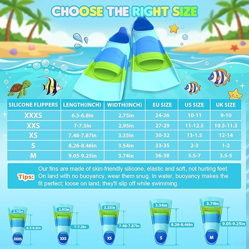 Miniatura 3 de Gintenco Aletas de natación para niños, aletas de entrenamiento de natación para natación, aletas de tamaño de viaje con bolsa de malla, aletas de
