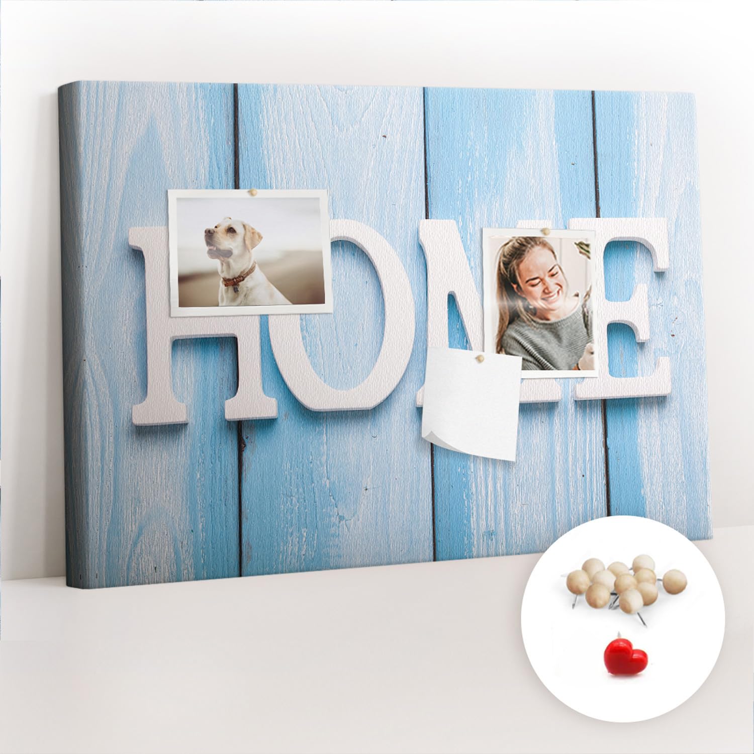 Pinnwand Korkmaterial Set inkl. Stecknadeln | Funktionale Infotafel für Büro, Schule, Küche | Organisation von Aufgaben, Notizen, Terminen, Fotos, Projekten 60x40 - holz - Wortheimat