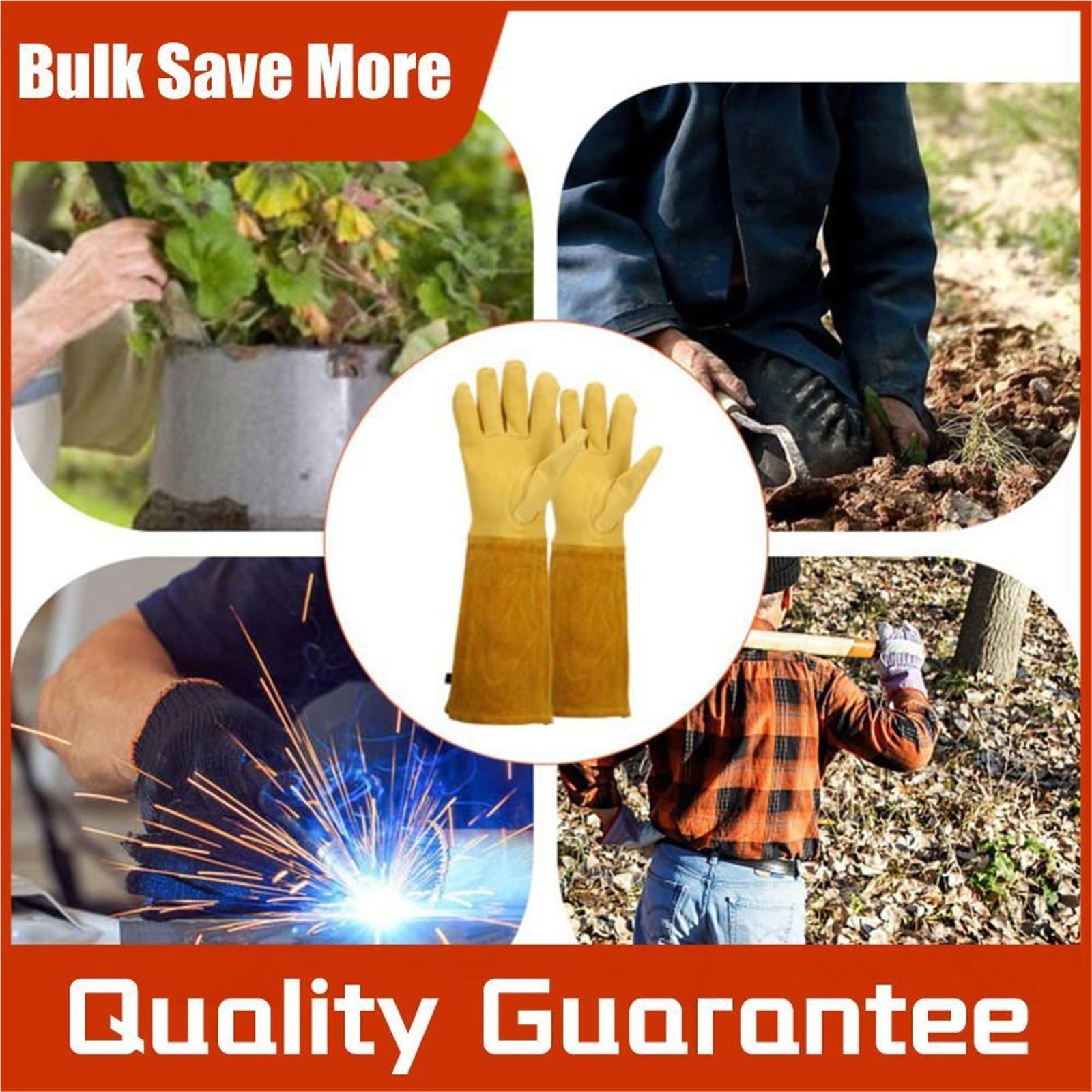 Gartenhandschuhe Damen 1 Paar lange, dornensichere Rosenbeschneidungshandschuhe, atmungsaktive Leder-Gartenhandschuhe, Arbeitsschutz, Ellenbogenhandschuhe for Damen und Herren(L)