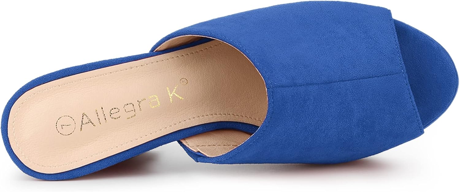 Allegra K Women's Open Toe Platform Chunky Heel Slides Sandals - Image 4