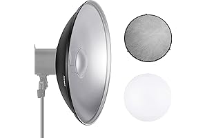 Manny Ortiz 36" Silver Beauty Dish Reflector with White Diffuser, Honeycomb Grid and Bowens Mount