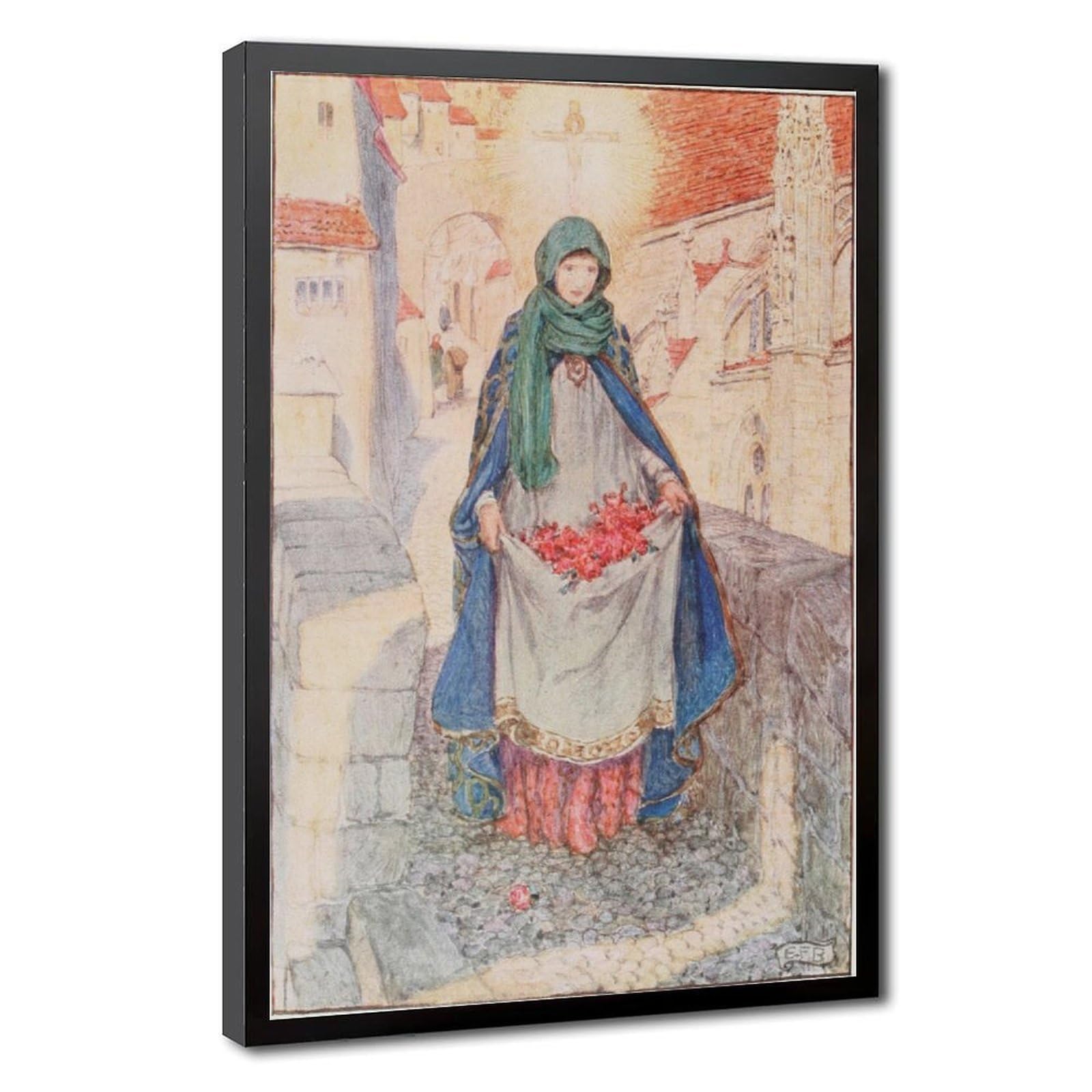 WCYB St. Elizabeth of Hungary by Eleanor Fortescue Brickdale Posters Prints Canvas Deco Paintings Wall Art Hangable Frame 8" L X 12" W