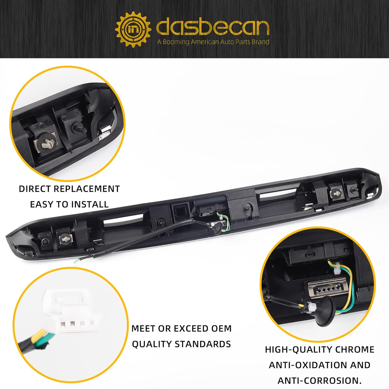 Dasbecan 90810-9PG0A Rear Tailgate Chrome Handle Finish Molding Compatible with Nissan Pathfinder 2013-2019 Liftgate Trunk Exterior Handle Replaces 90810-3KA0A