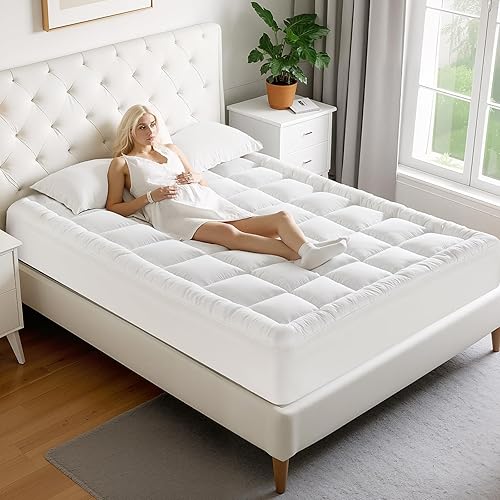 Miniatura 7 de MATBEBY Cubrecolchón Tamaño King - Cubrecolchón Transpirable y Refrescante, Protector de Colchón Acolchado y Ajustable, Funda de Colchón Tipo Pillow