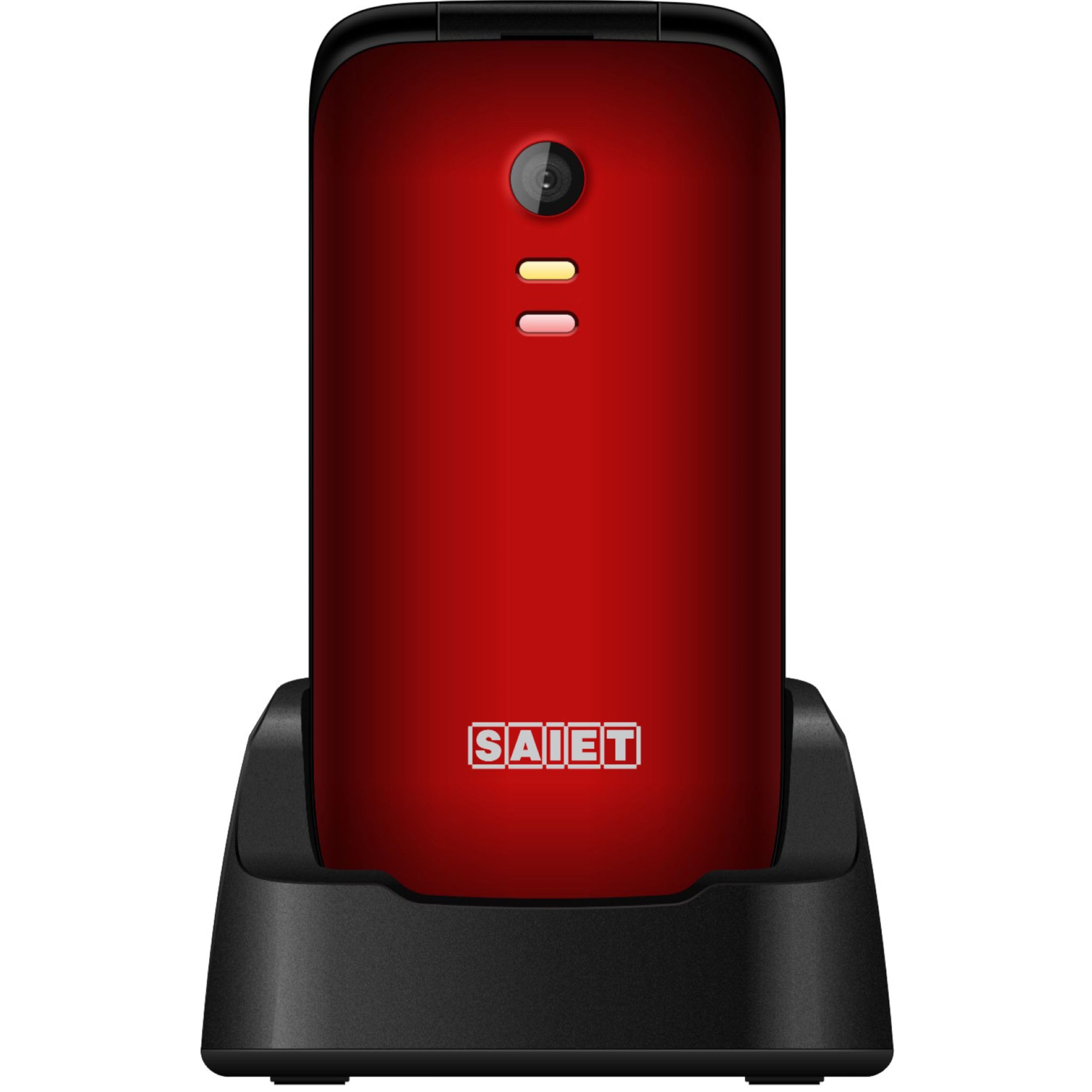 SAIET - Cellulare per Senior Facile e Intuitivo da Usare SCUDOtre - Telefono per Anziani con Tasti e Caratteri Grandi - Audio Amplificato e SOS - Rosso
