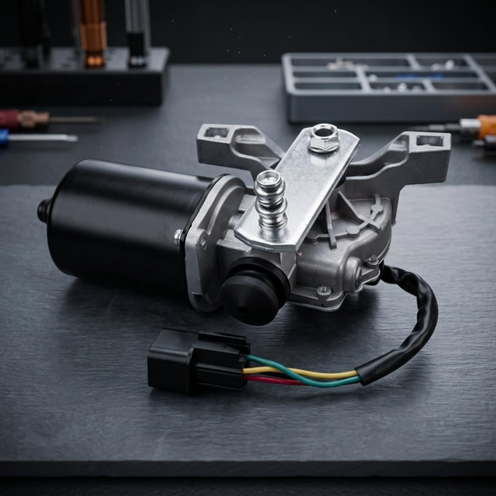 Motore Tergicristallo Auto Assemblato Ricambio Modulo Motore Cambio Ingranaggi Staffa Integrata Connettore Elettrico Struttura in Metallo per